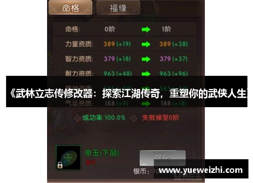 《武林立志传修改器：探索江湖传奇，重塑你的武侠人生》